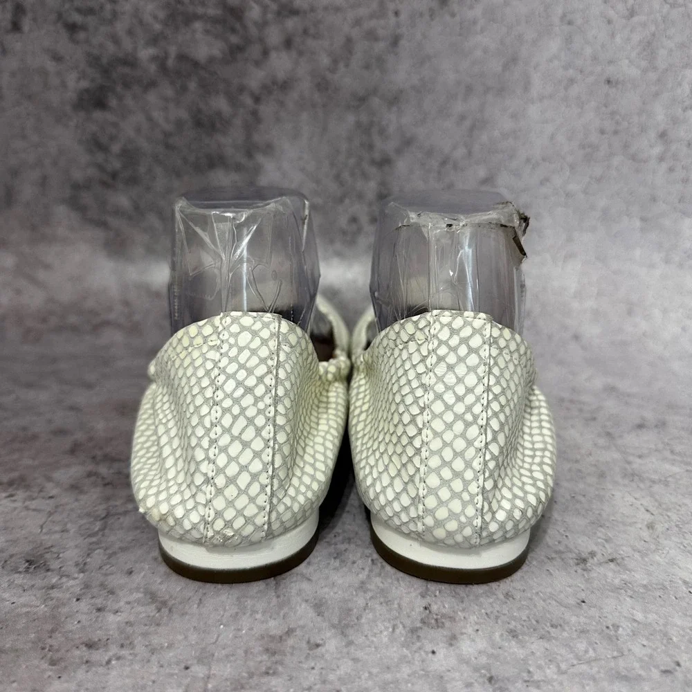 Vionic Alexa Ballet Flats Women 10 Cream Lizard Embossed Leather Snake Shoes